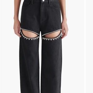 Steve Madden Black Wide Leg Jeans with Embellishments